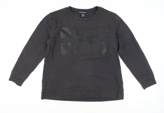 Womens UK Size M DKNY Jeans Black Pullover Sweatshirt