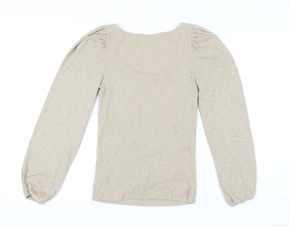 GAP Women’s Beige Sweetheart Neck Puff Sleeve Jersey Blouse Size S