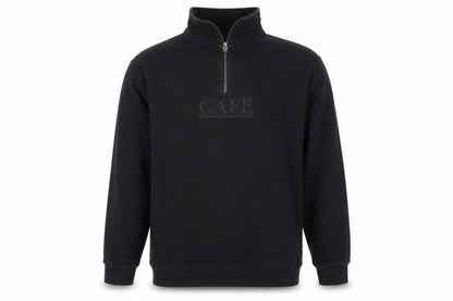 Cafe Mens Black Medium 1/4 Zip Sweatshirt High Neck Skateboarding