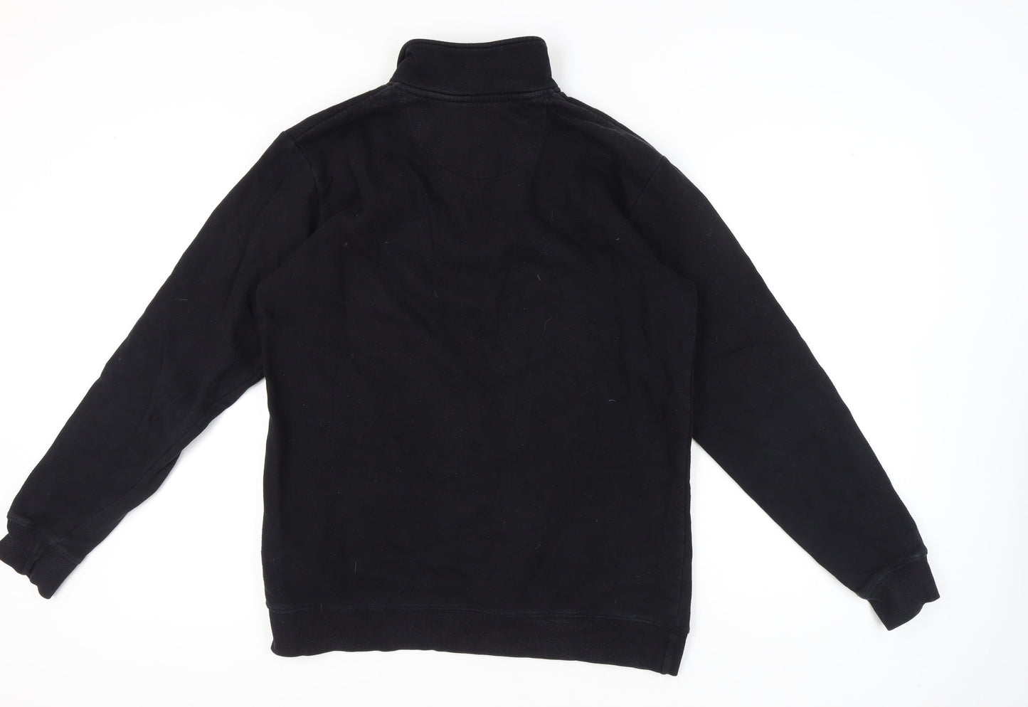 Cafe Mens Black Medium 1/4 Zip Sweatshirt High Neck Skateboarding