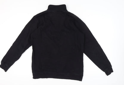 Cafe Mens Black Medium 1/4 Zip Sweatshirt High Neck Skateboarding
