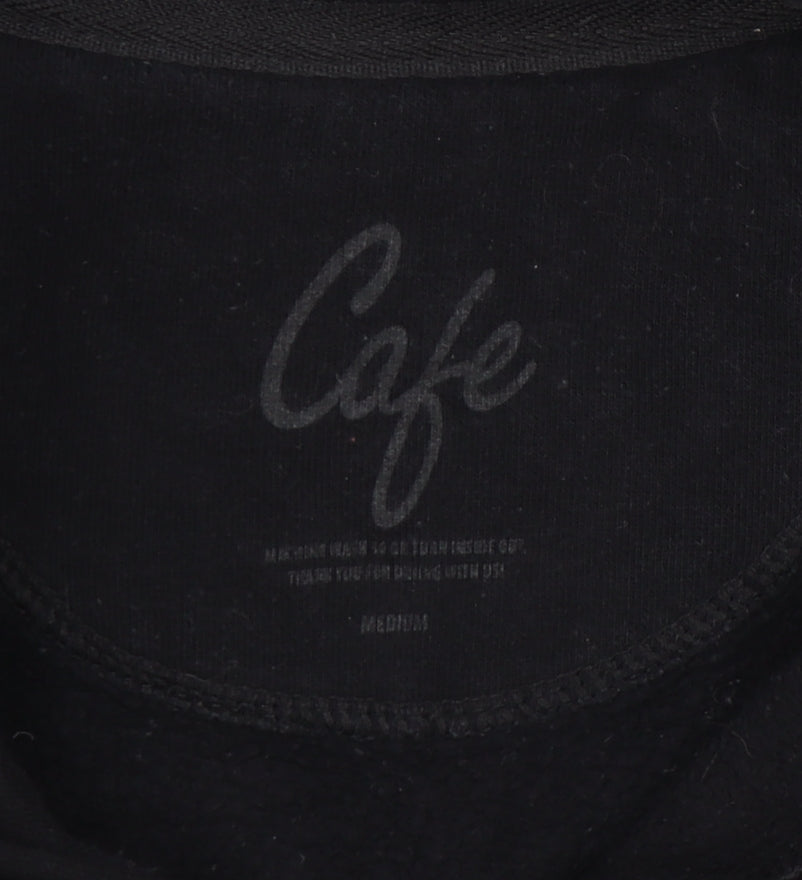 Cafe Mens Black Medium 1/4 Zip Sweatshirt High Neck Skateboarding