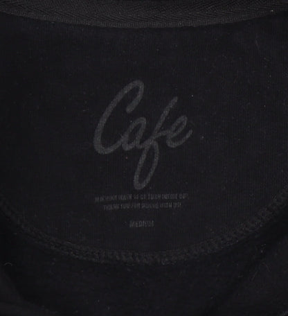 Cafe Mens Black Medium 1/4 Zip Sweatshirt High Neck Skateboarding