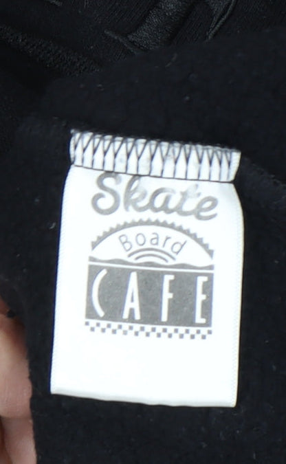 Cafe Mens Black Medium 1/4 Zip Sweatshirt High Neck Skateboarding