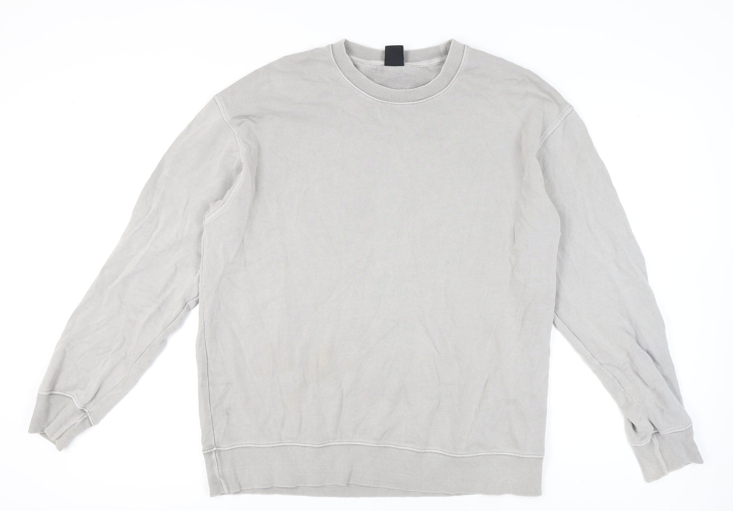 Zara Men Grey Crew Neck Pullover Sweatshirt L Regular Fit