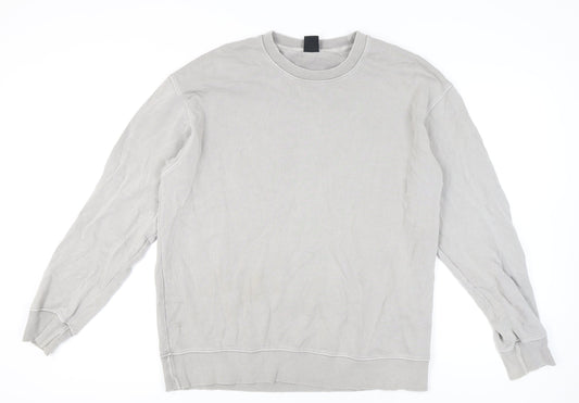 Zara Men Grey Crew Neck Pullover Sweatshirt L Regular Fit