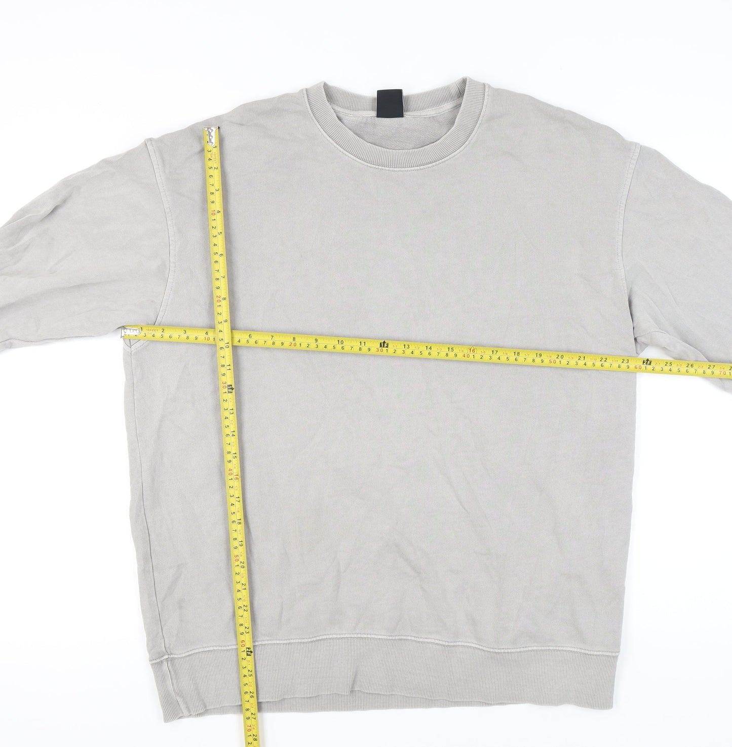 Zara Men Grey Crew Neck Pullover Sweatshirt L Regular Fit