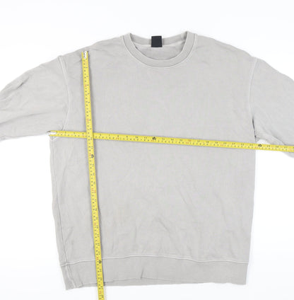 Zara Men Grey Crew Neck Pullover Sweatshirt L Regular Fit