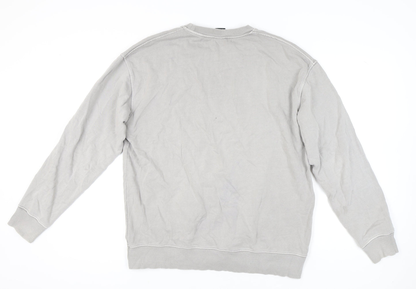 Zara Men Grey Crew Neck Pullover Sweatshirt L Regular Fit