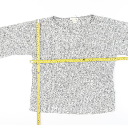 BASIC Womens Grey Chunky Knit Pullover Jumper XS 3/4 Sleeve