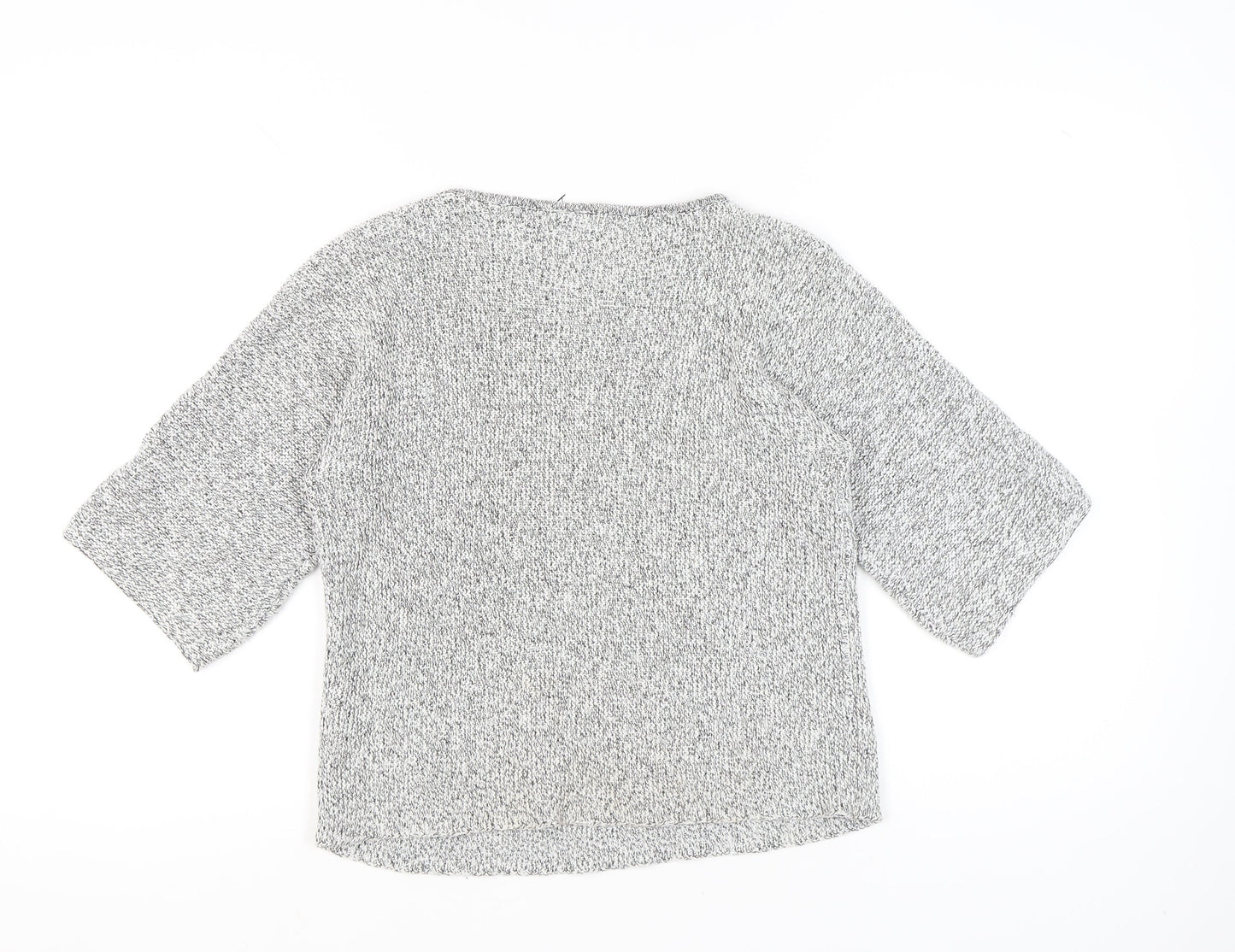 BASIC Womens Grey Chunky Knit Pullover Jumper XS 3/4 Sleeve