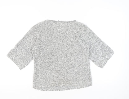 BASIC Womens Grey Chunky Knit Pullover Jumper XS 3/4 Sleeve