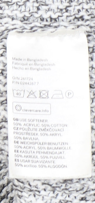 BASIC Womens Grey Chunky Knit Pullover Jumper XS 3/4 Sleeve