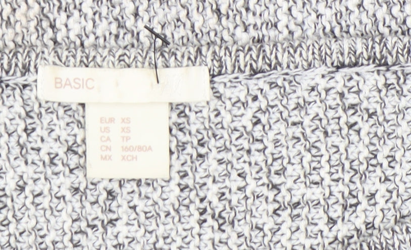 BASIC Womens Grey Chunky Knit Pullover Jumper XS 3/4 Sleeve