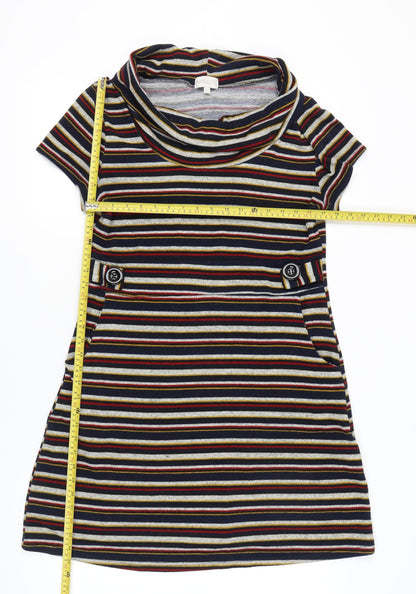 Apricot Women’s Multicoloured Stripe Shift Dress UK 14 Short Sleeve