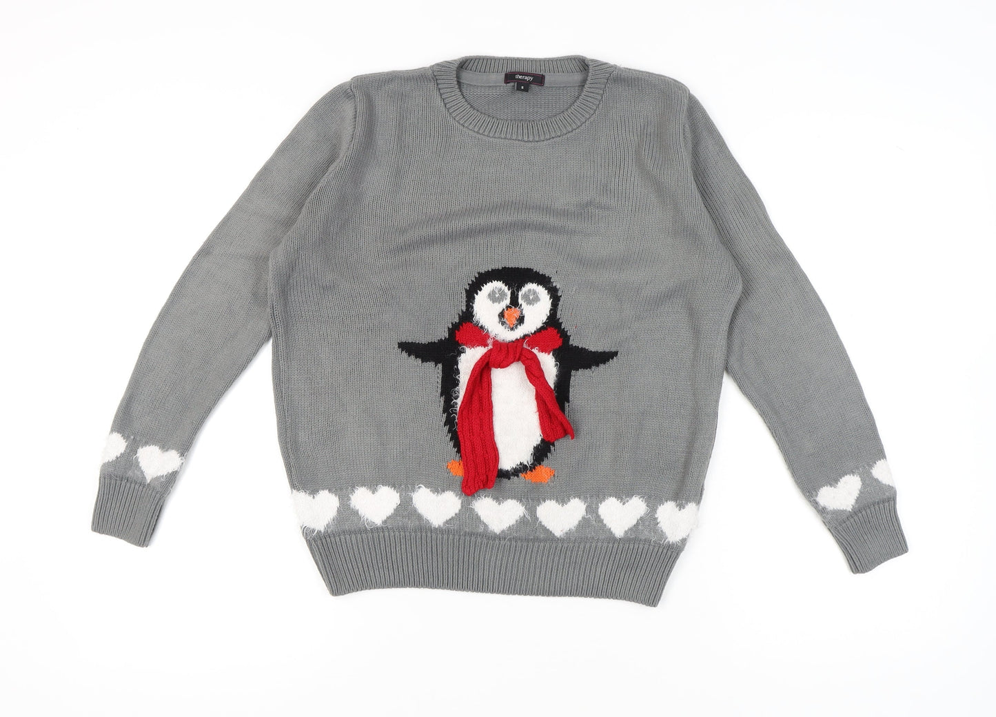 Womens UK Size S Therapy Grey Pullover Jumper