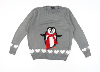 Womens UK Size S Therapy Grey Pullover Jumper