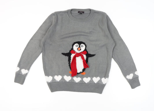 Womens UK Size S Therapy Grey Pullover Jumper