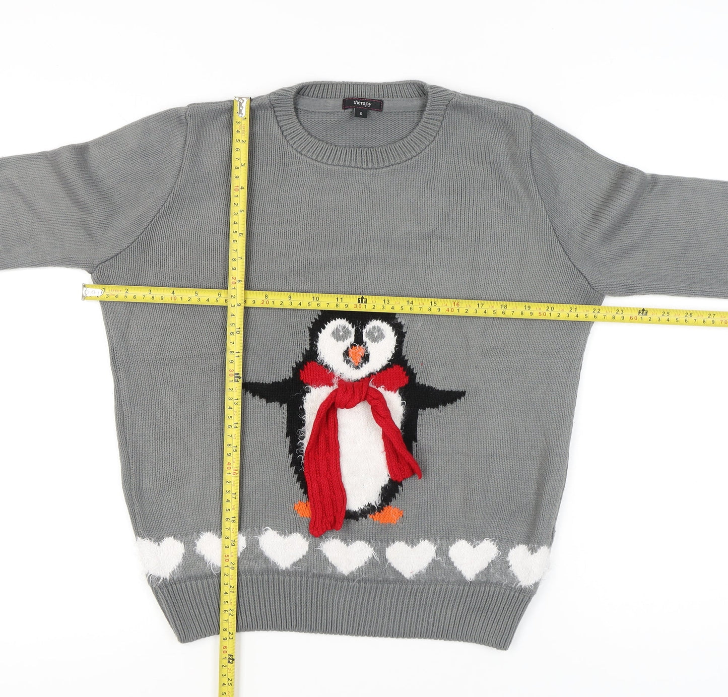 Womens UK Size S Therapy Grey Pullover Jumper
