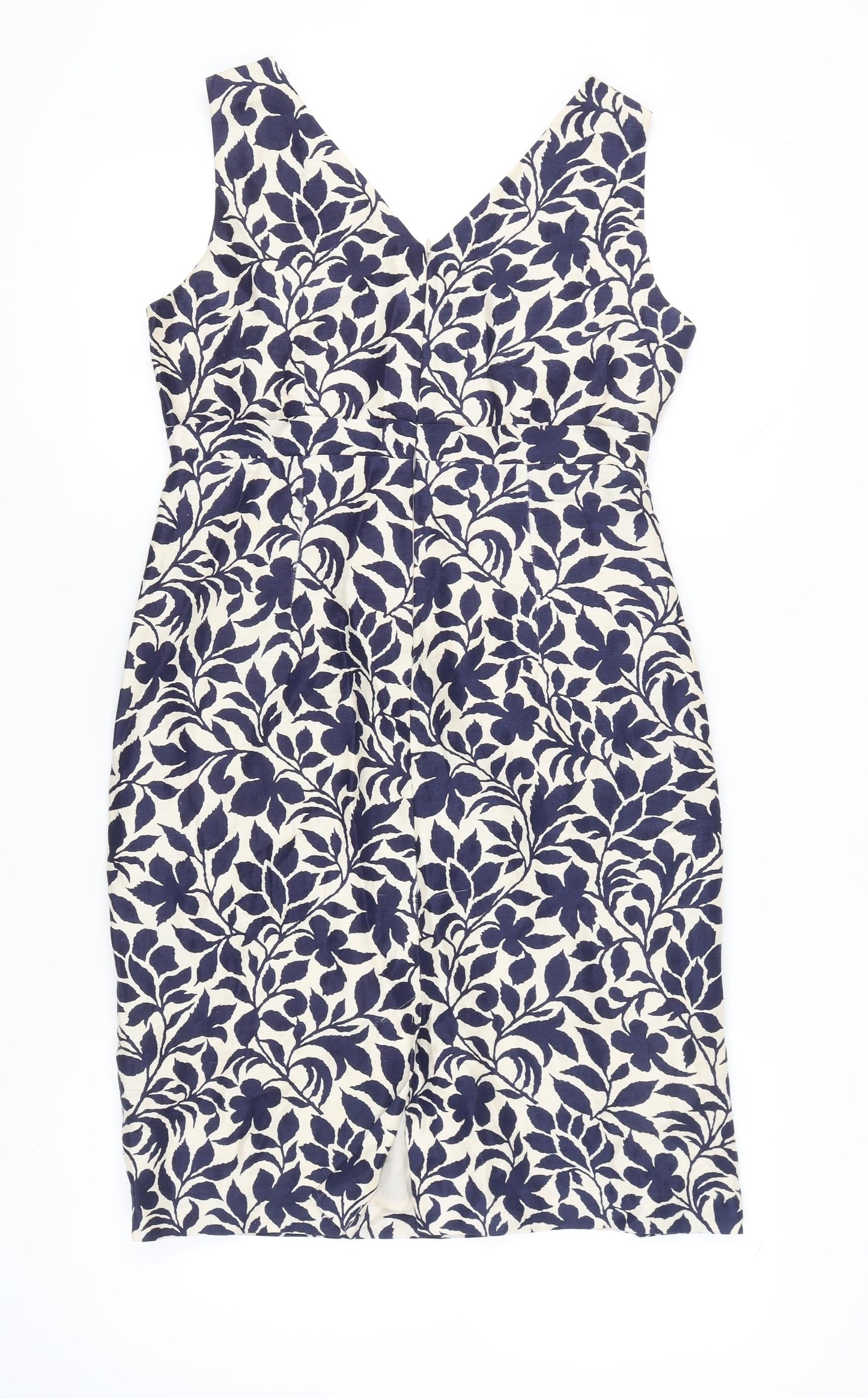 Jigsaw Women’s Blue Floral Sleeveless Sheath Linen Silk Dress Size 12