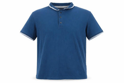 Front view of Maine New England Men's Blue Cotton Polo Shirt XL Tailored Fit
