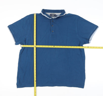 Maine New England Men's Blue Cotton Polo Shirt XL Tailored Fit