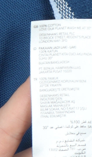 Maine New England Men's Blue Cotton Polo Shirt XL Tailored Fit