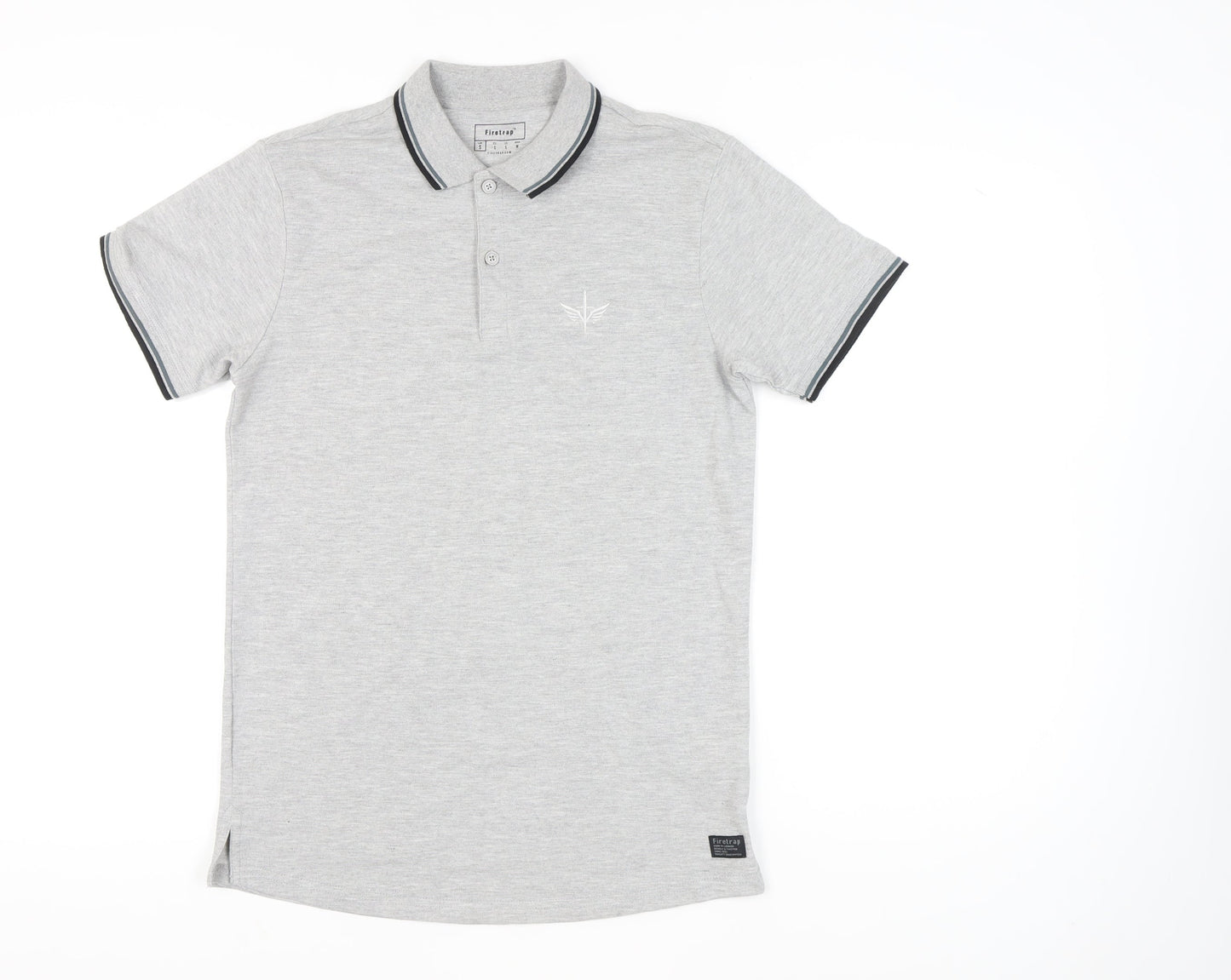 Firetrap Men’s Grey Polo Shirt S Short Sleeve Cotton Blend