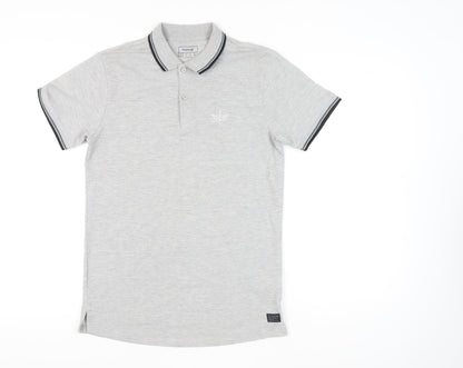 Firetrap Men’s Grey Polo Shirt S Short Sleeve Cotton Blend