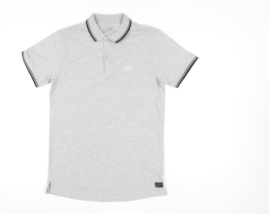 Firetrap Men’s Grey Polo Shirt S Short Sleeve Cotton Blend