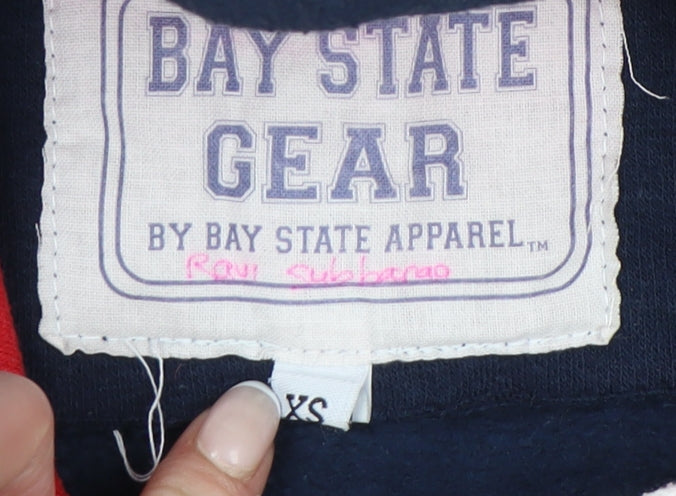 Bay State Gear Womens Navy Boston Hoodie XS Pullover Cotton Blend