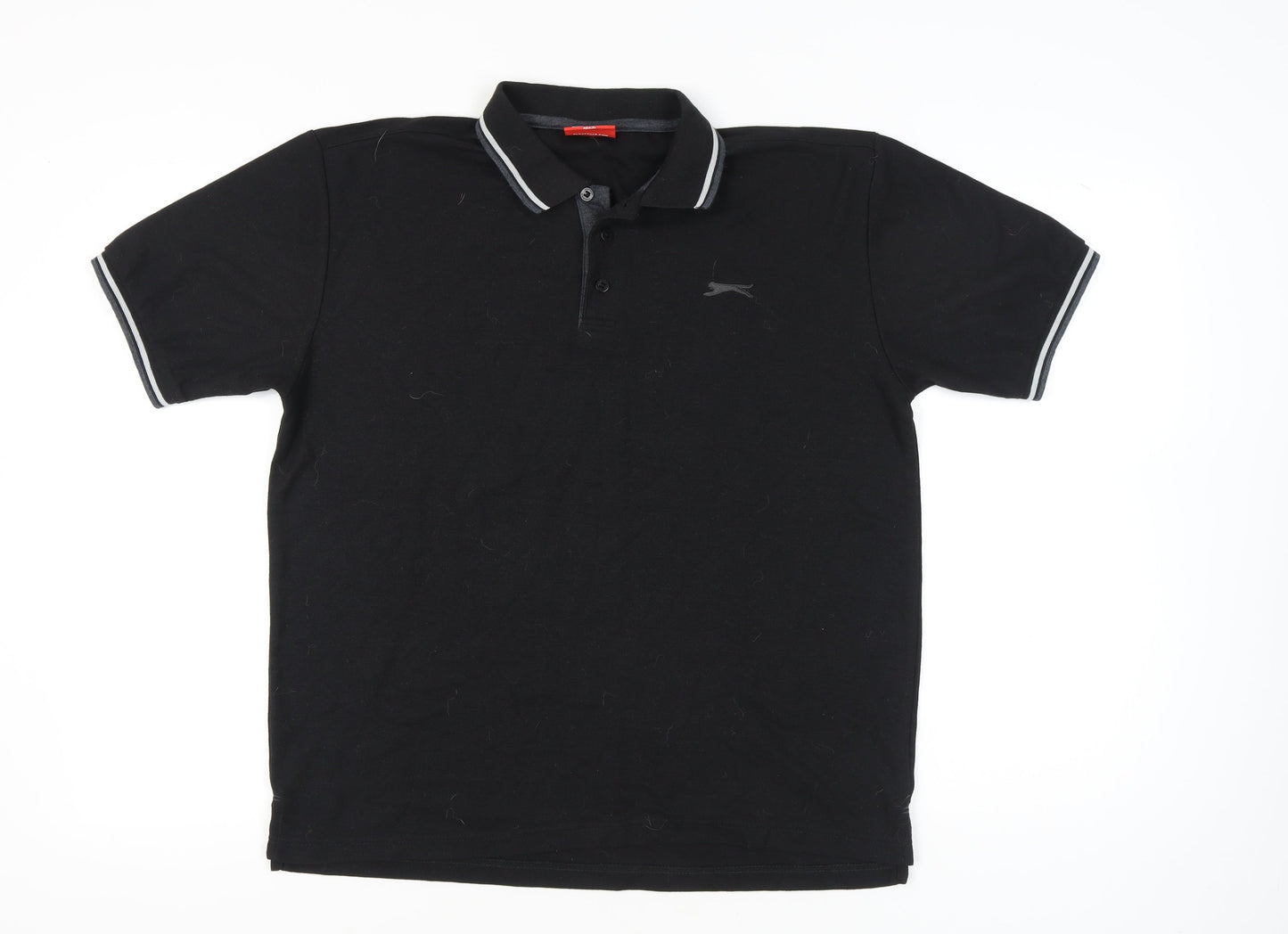 Slazenger Men’s Black Polo Shirt L Regular Fit Short Sleeve Sports