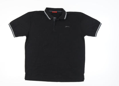 Slazenger Men’s Black Polo Shirt L Regular Fit Short Sleeve Sports