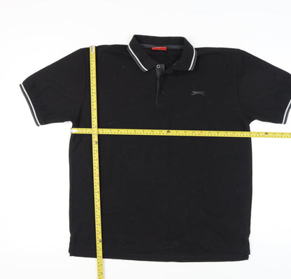 Slazenger Men’s Black Polo Shirt L Regular Fit Short Sleeve Sports