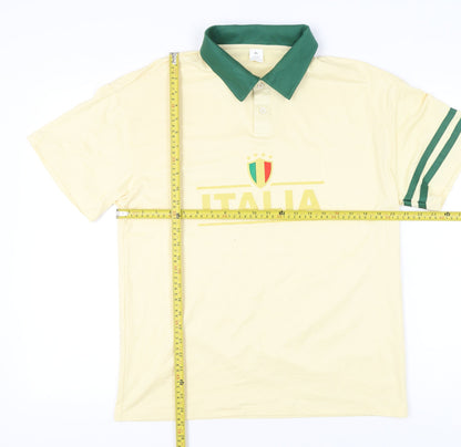 Men’s Italia Polo Shirt XL Beige Green Collared Sportswear