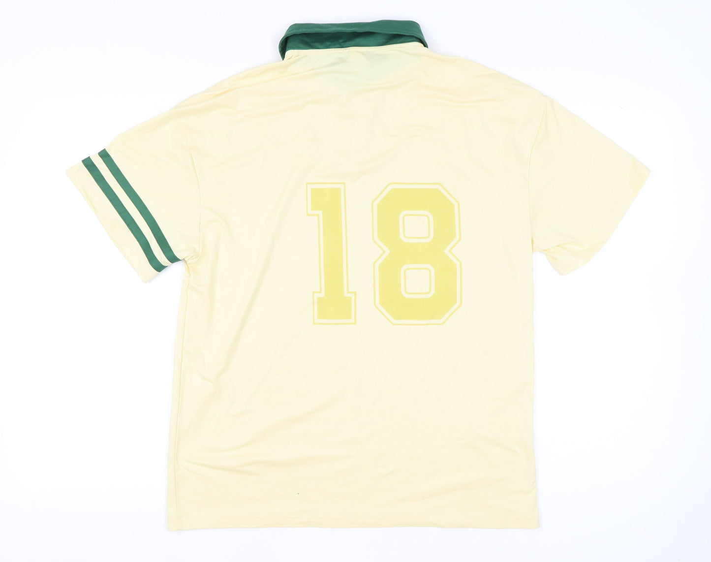 Men’s Italia Polo Shirt XL Beige Green Collared Sportswear