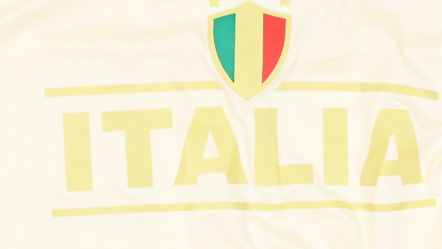 Men’s Italia Polo Shirt XL Beige Green Collared Sportswear