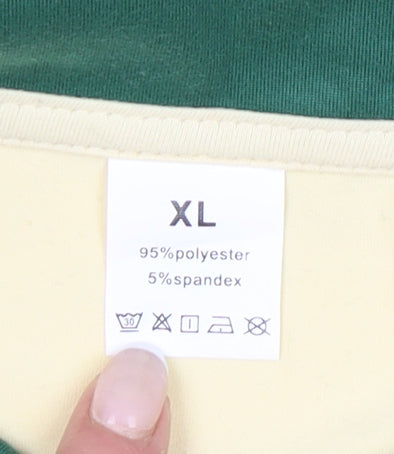 Men’s Italia Polo Shirt XL Beige Green Collared Sportswear