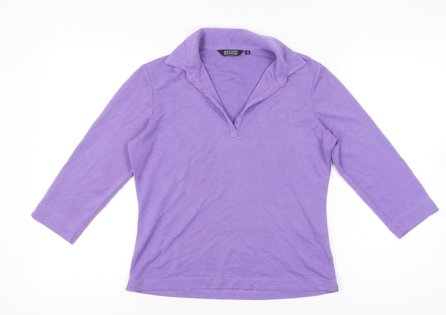 Womens UK Size 12 Maine New England Purple Basic Polo