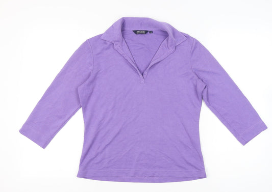 Maine New England Women’s Purple Polo Top Size 12 3/4 Sleeve Viscose Blend
