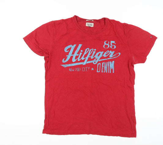 Tommy Hilfiger Men’s Red Graphic Print Crew Neck T-Shirt Size L
