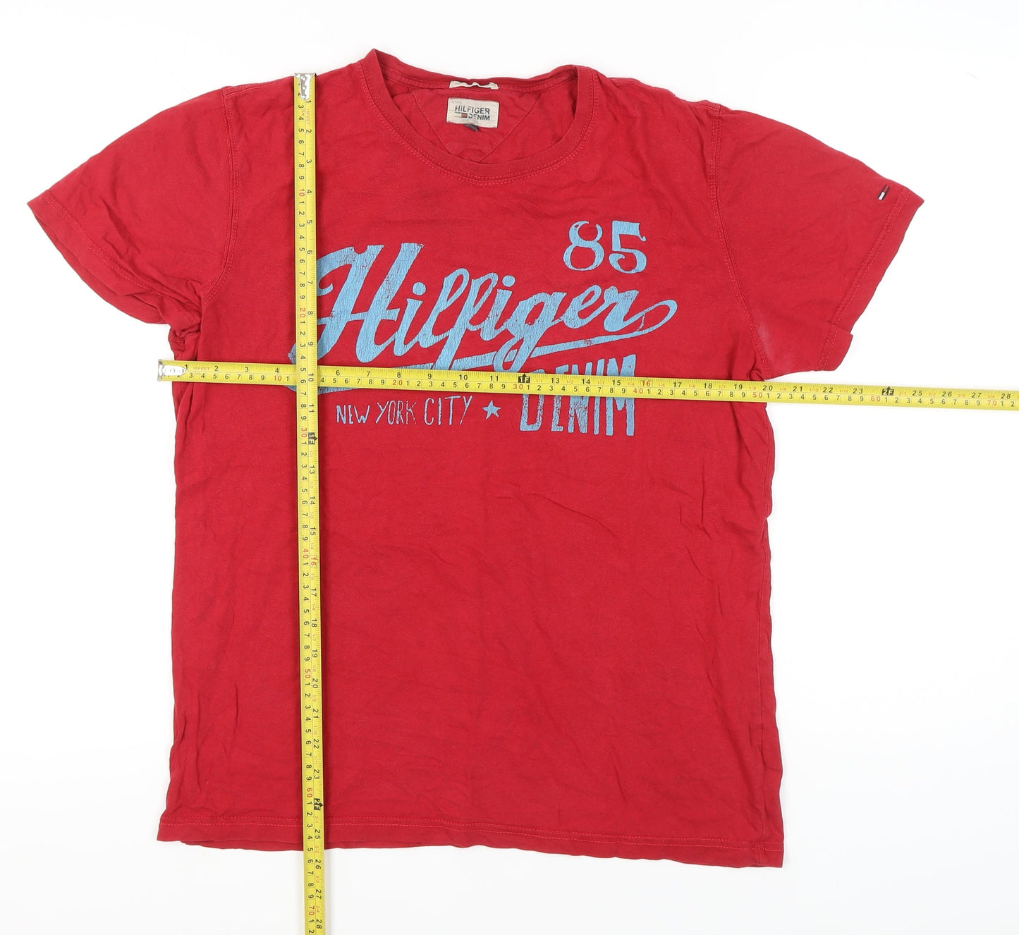 Tommy Hilfiger Men’s Red Graphic Print Crew Neck T-Shirt Size L