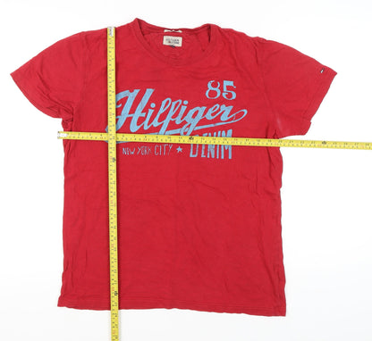 Tommy Hilfiger Men’s Red Graphic Print Crew Neck T-Shirt Size L