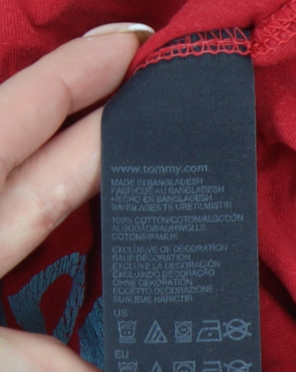 Tommy Hilfiger Men’s Red Graphic Print Crew Neck T-Shirt Size L