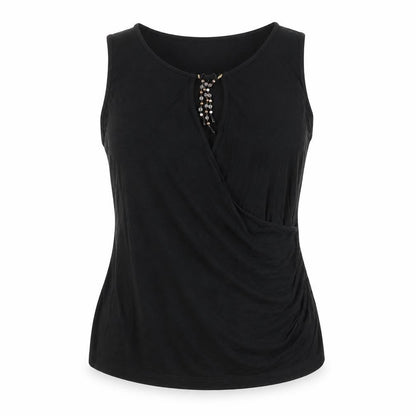 Wallis Petite Women’s Black Beaded Wrap Tank Top Size 14