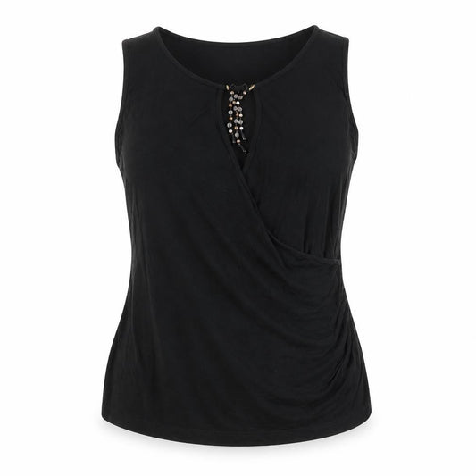 Wallis Petite Women’s Black Beaded Wrap Tank Top Size 14