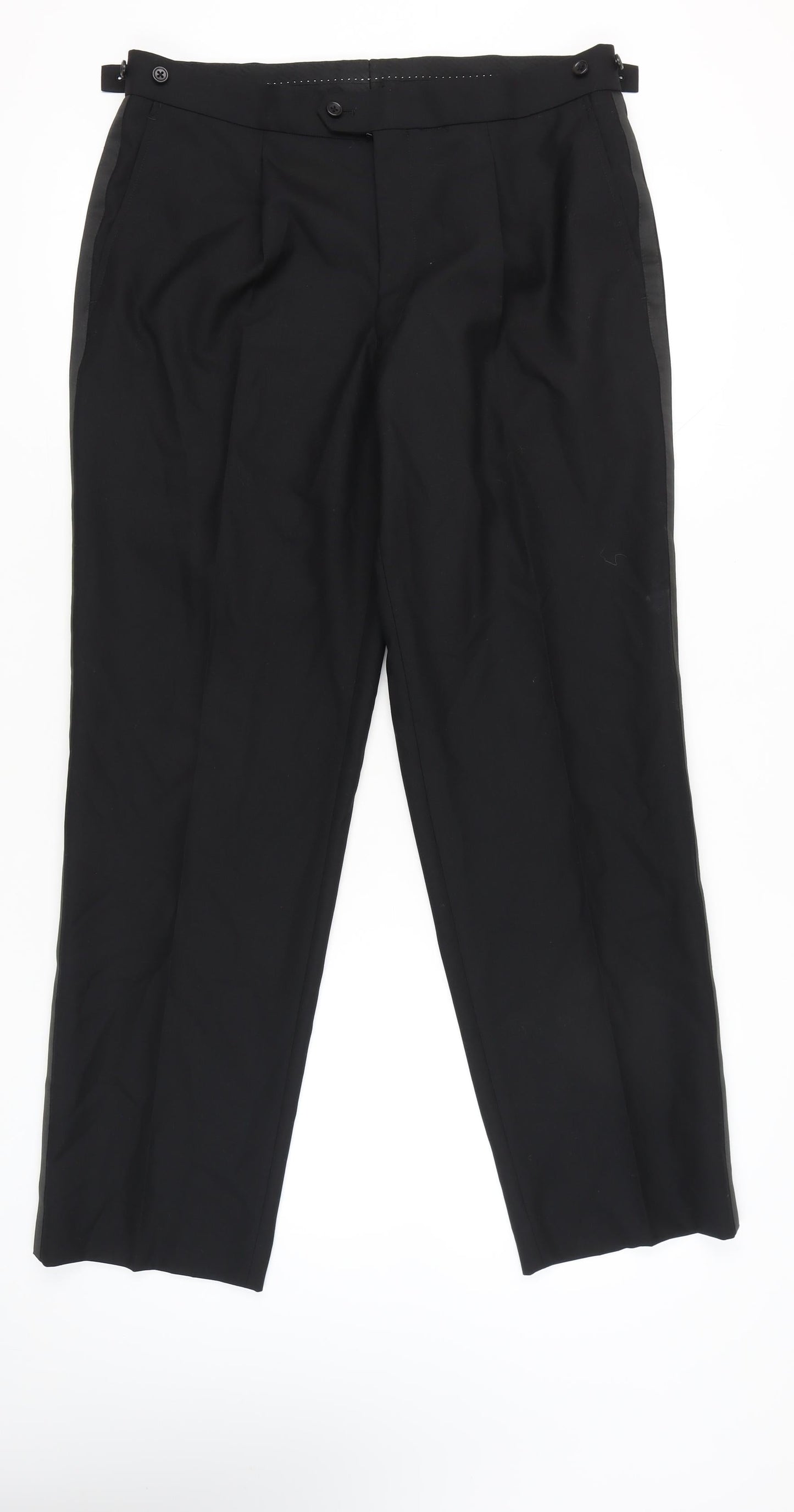 Brook Taverner Men’s Black 38U Wool Blend Dress Pants