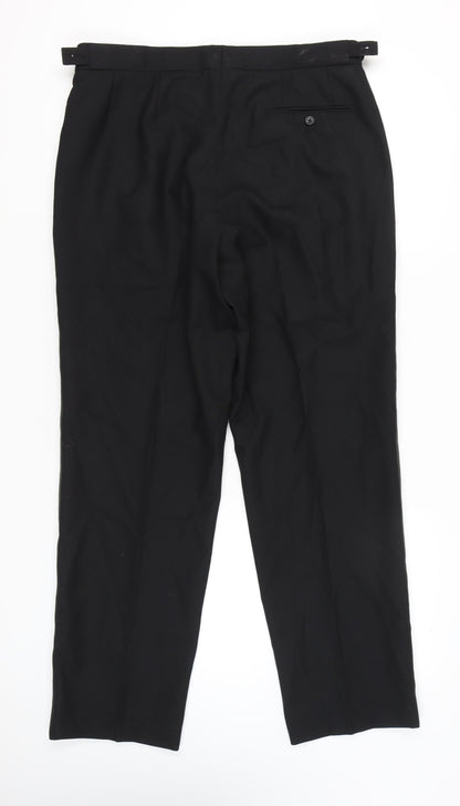 Brook Taverner Men’s Black 38U Wool Blend Dress Pants