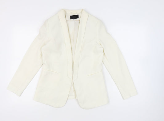 H&M Womens Ivory Shawl Collar Slim Fit Long Sleeve Blazer Jacket Size 10