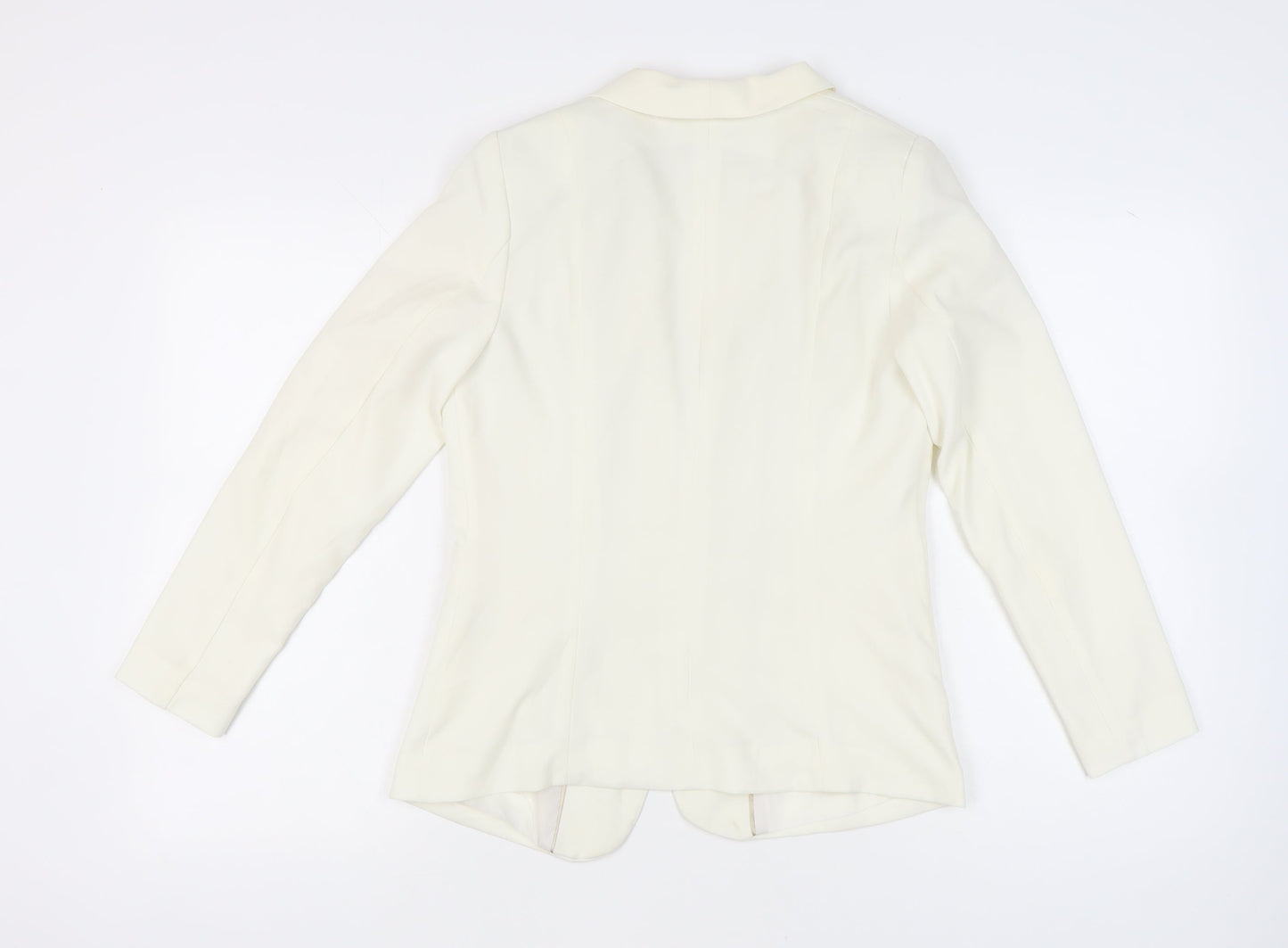 H&M Womens Ivory Shawl Collar Slim Fit Long Sleeve Blazer Jacket Size 10